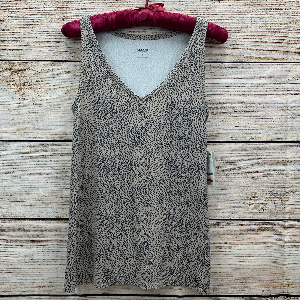 Alfani Intimates Tank Top Animal Print‎ V-Neck Modal Basics [Size Small] NWT